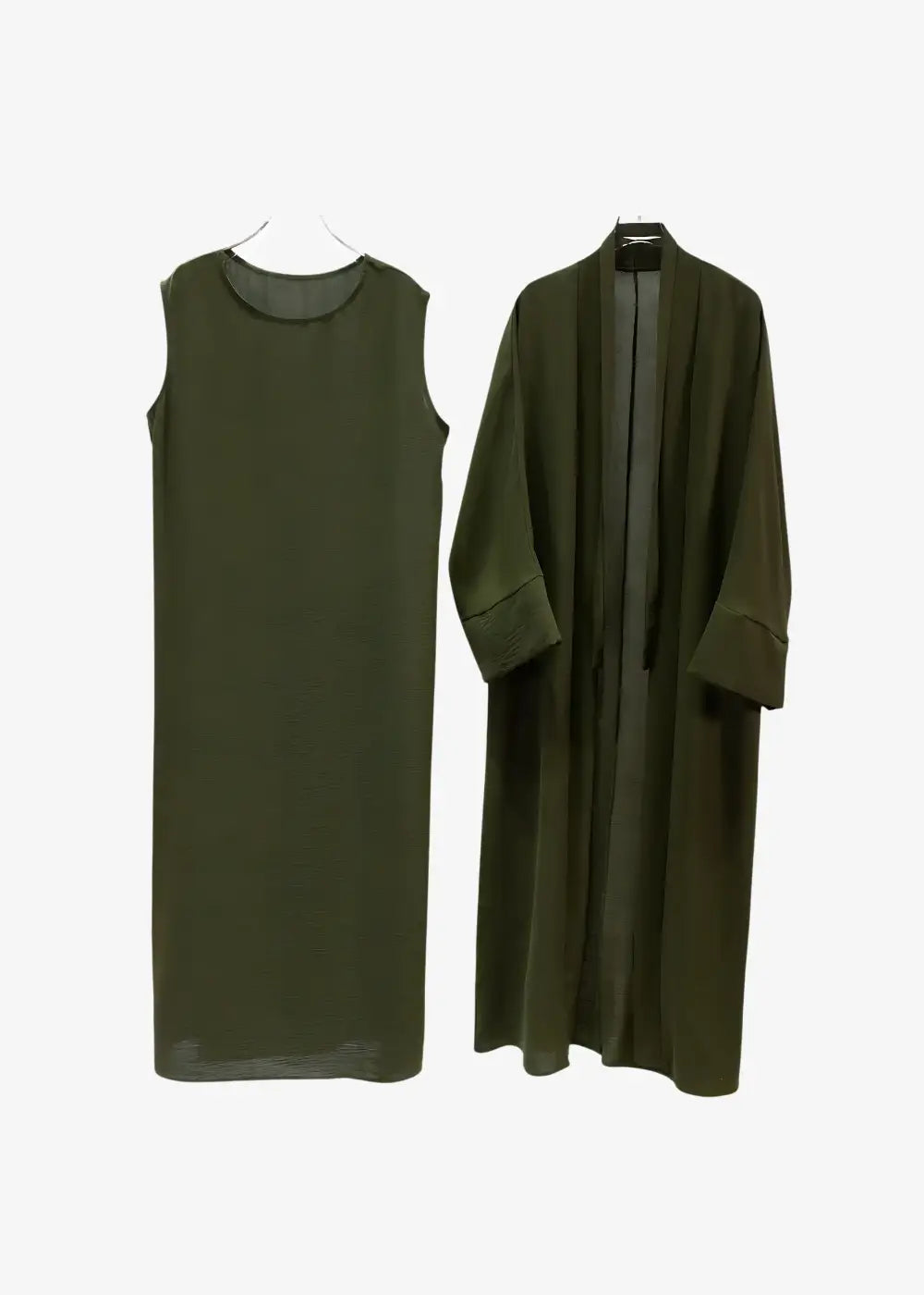 Abaya Kimono 2 Pièces Kaki