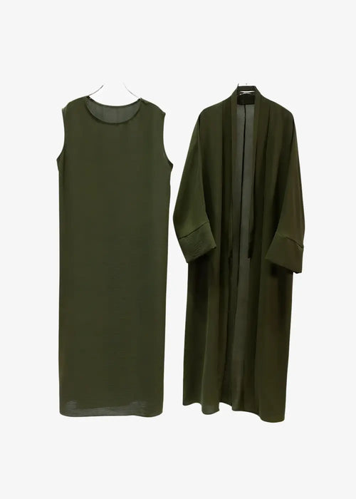Abaya Kimono 2 Pièces Kaki