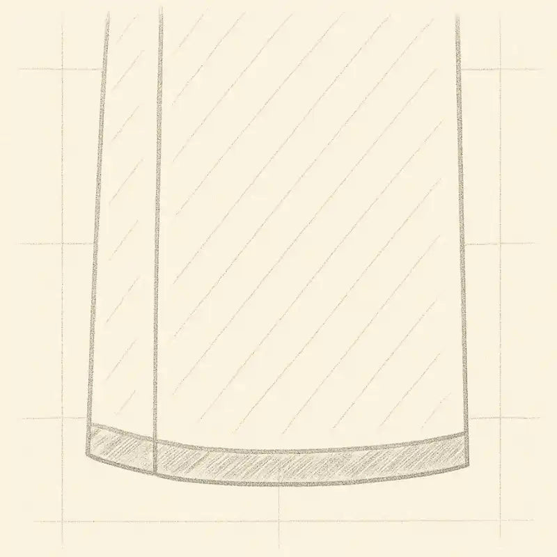Un conteneur cylindrique avec des hachures diagonales et une bande inférieure courbée.