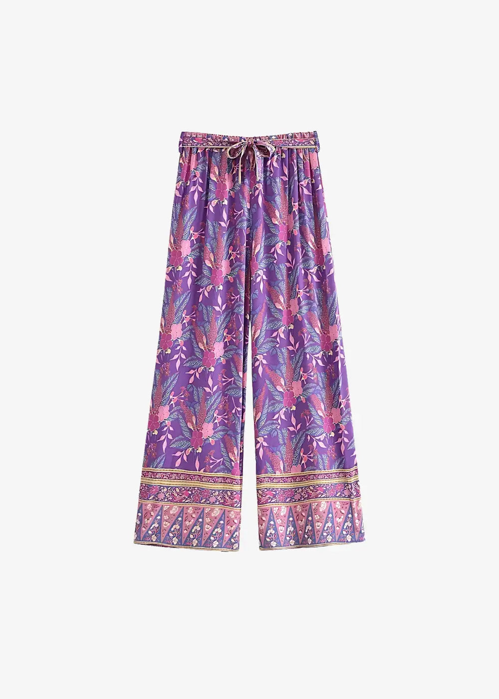 Ensemble Kimono Court Et Pantalon Violet Fleuri