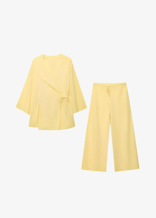 Ensemble Kimono Et Pantalon Femme Jaune