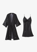 Ensemble Nuisette Et Kimono à Pois Noir