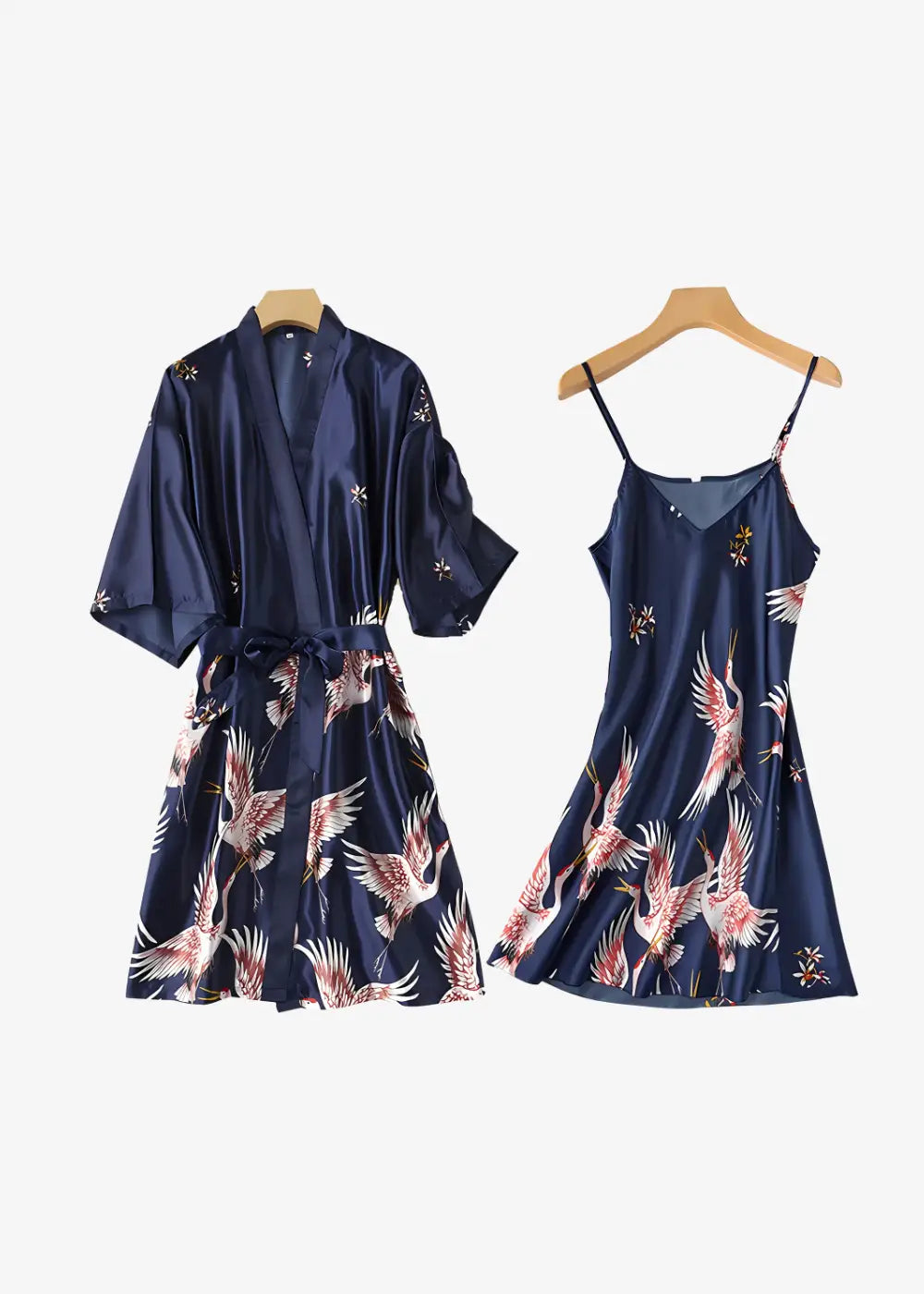 Ensemble Nuisette Et Kimono Bleu | Grues Japonaises