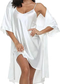 Ensemble Nuisette Kimono Blanc Satiné