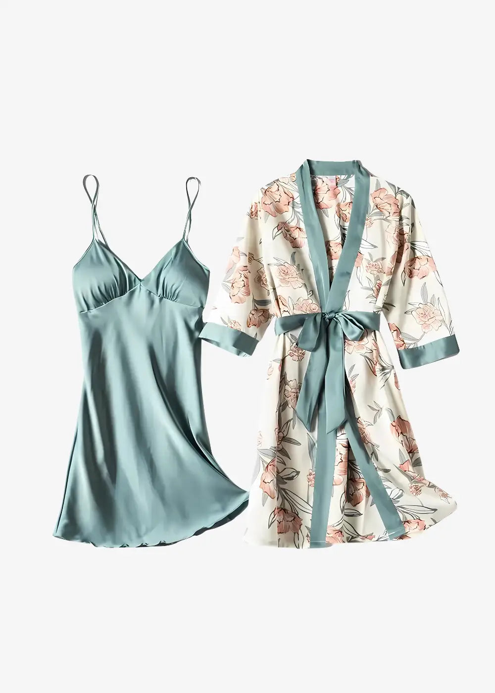 Ensemble Nuisette Kimono Bleu Clair Floral
