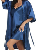 Ensemble Nuisette Kimono Bleu Satiné