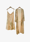 Ensemble Nuisette Kimono Long Fleuri Beige