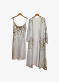 Ensemble Nuisette Kimono Long Fleuri Blanc