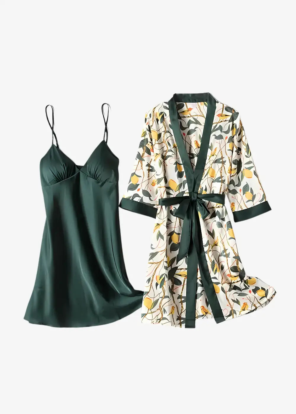 Ensemble Nuisette Kimono Vert Motif Citron
