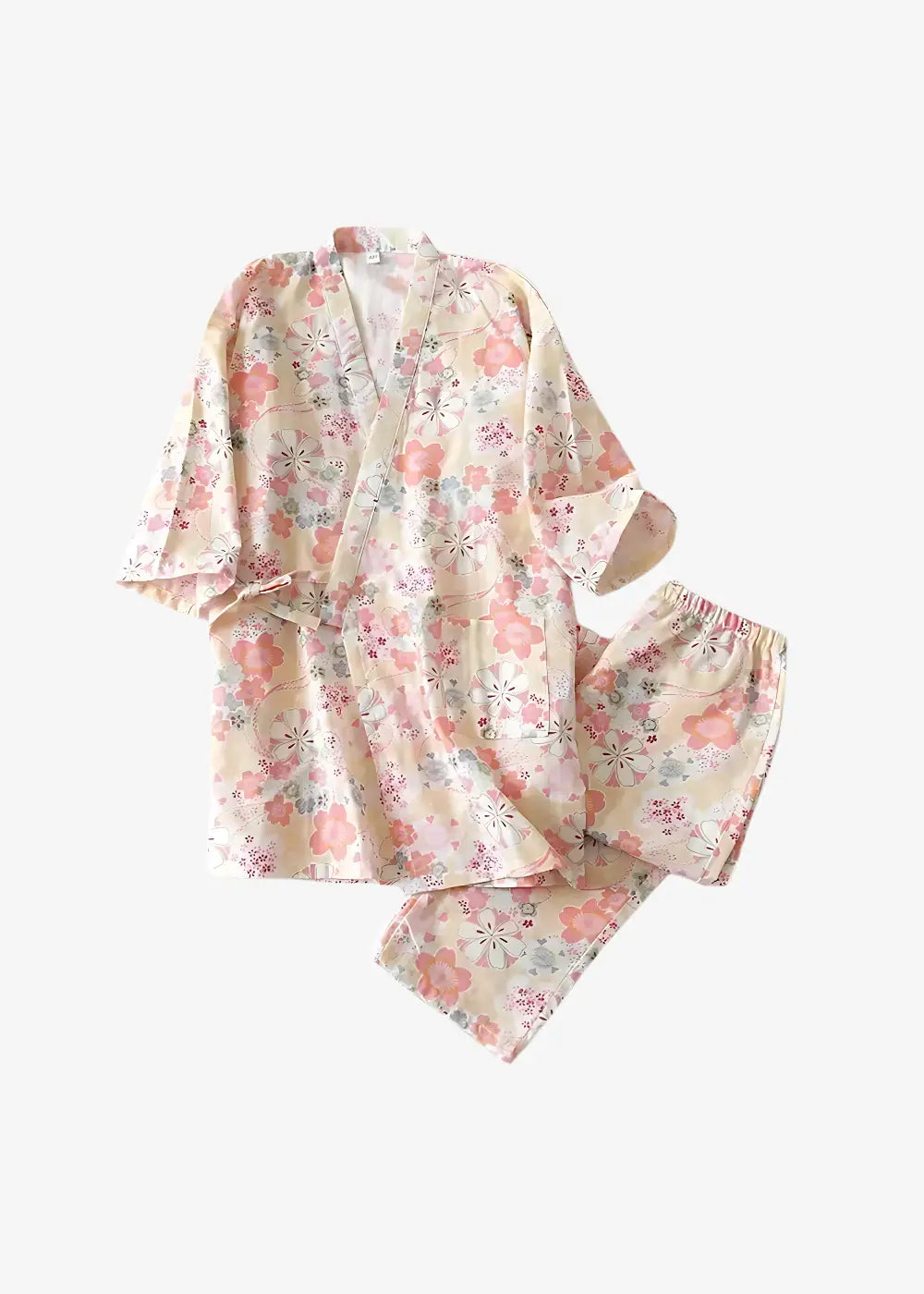 Ensemble Pyjama Kimono Femme Rose Fleuri