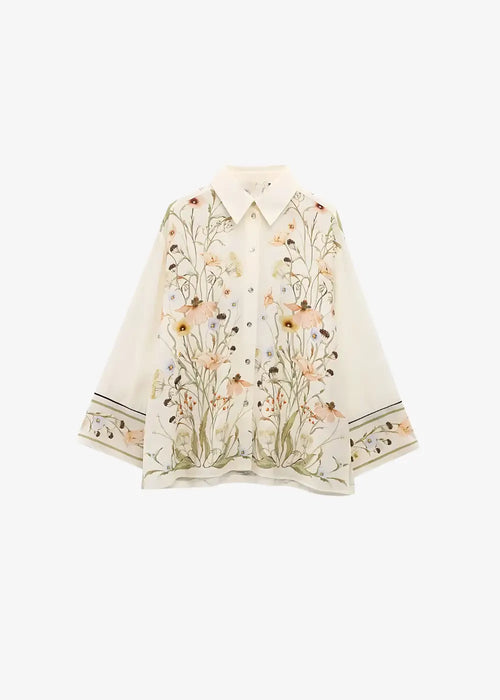 Kimono Blanc Court Fleuri