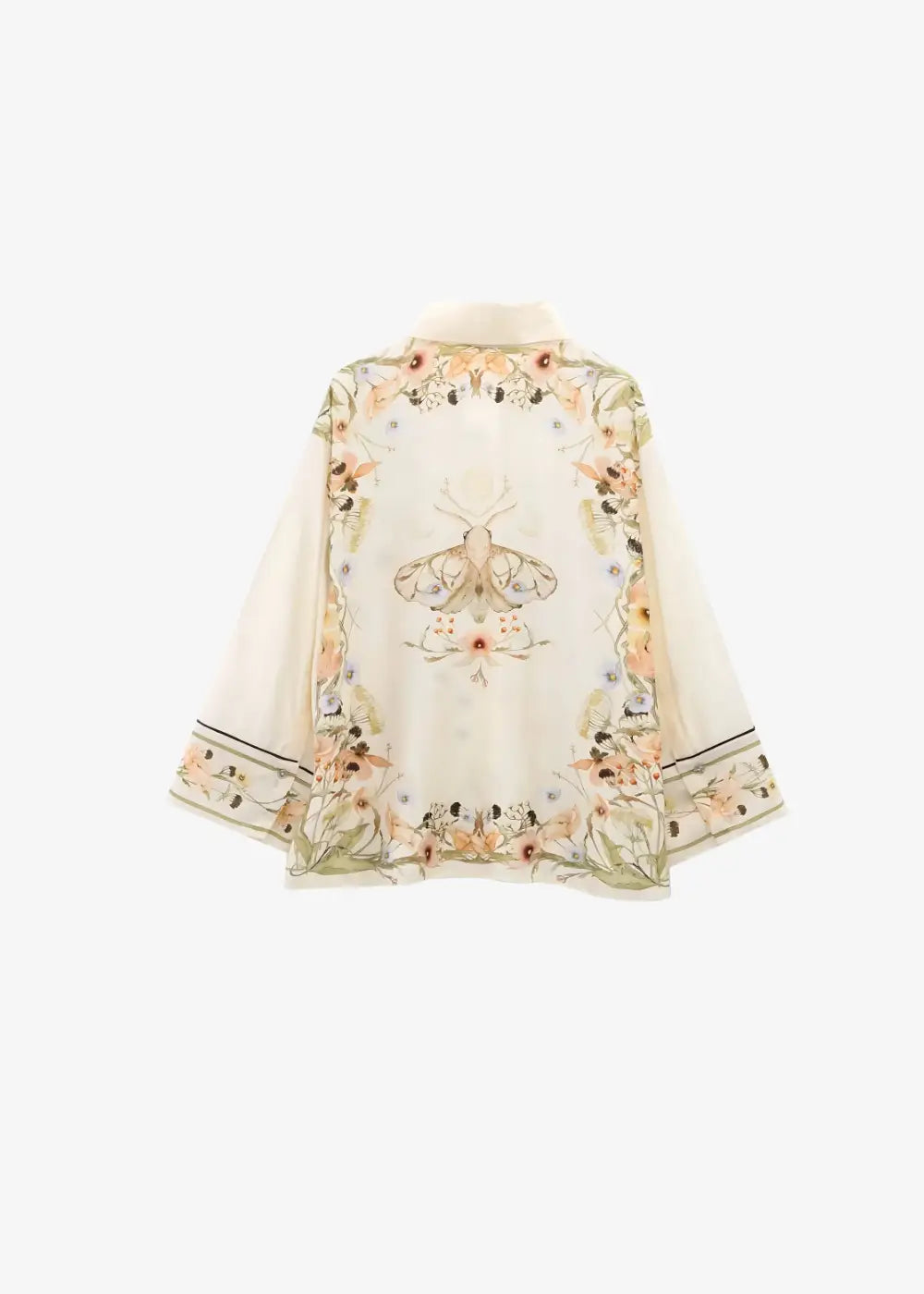 Kimono Blanc Court Fleuri