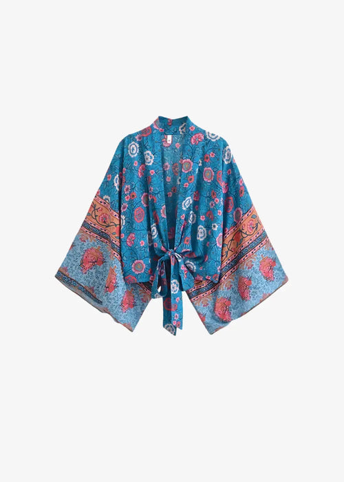 Kimono Court Bleu Femme