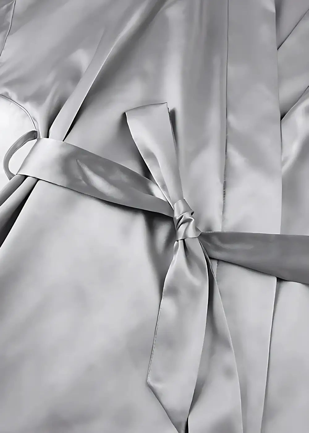 Kimono Court Femme en Satin Gris Uni