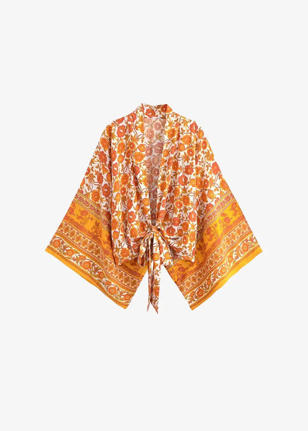 Kimono Court Voile Jaune