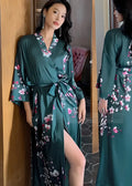 Kimono De Nuit en Satin Fleuri