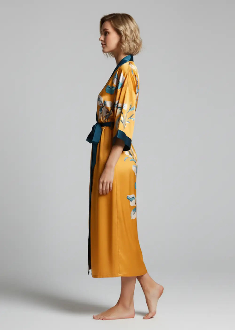 Kimono De Nuit Femme Jaune