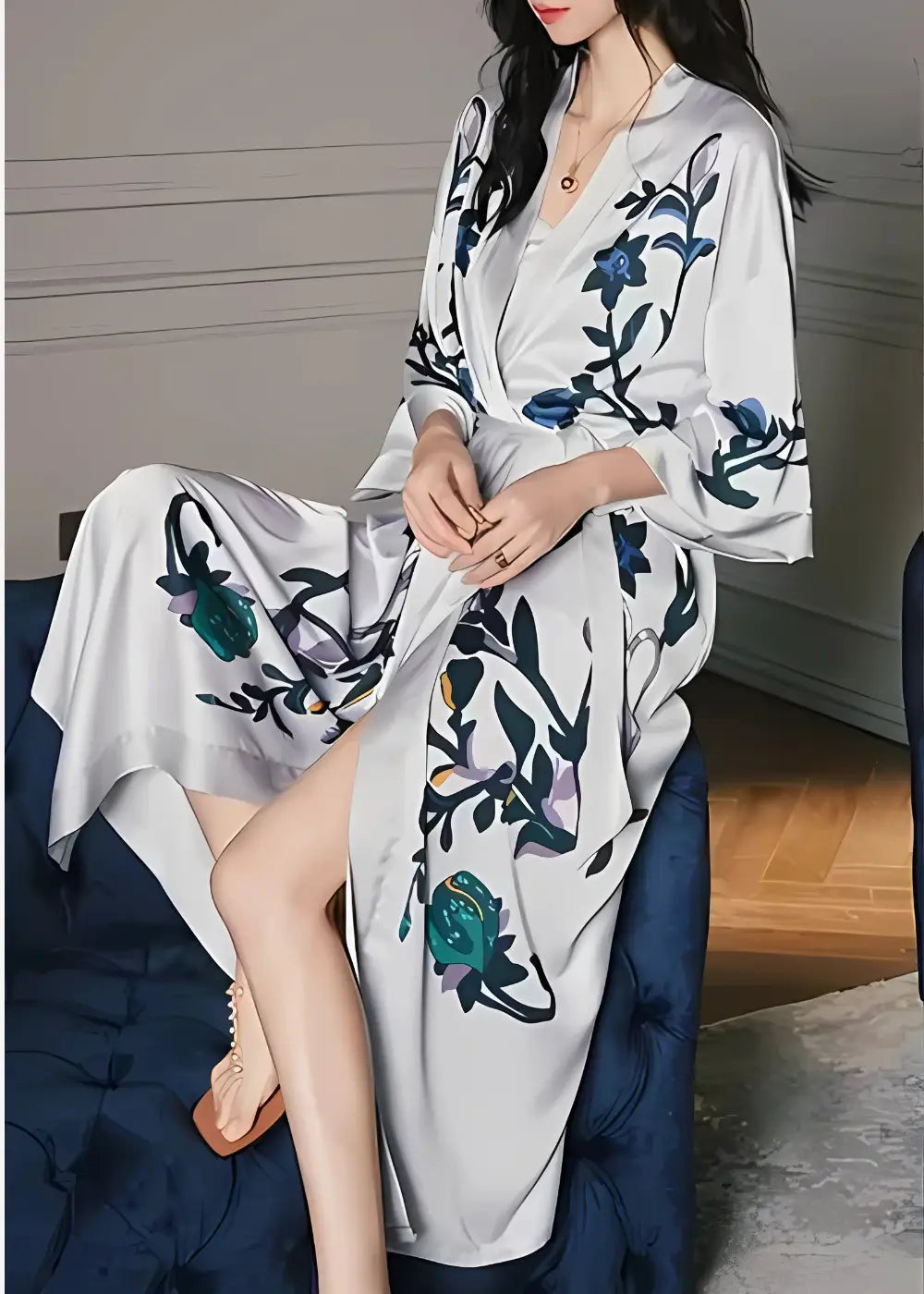 Kimono De Nuit Satin Blanc