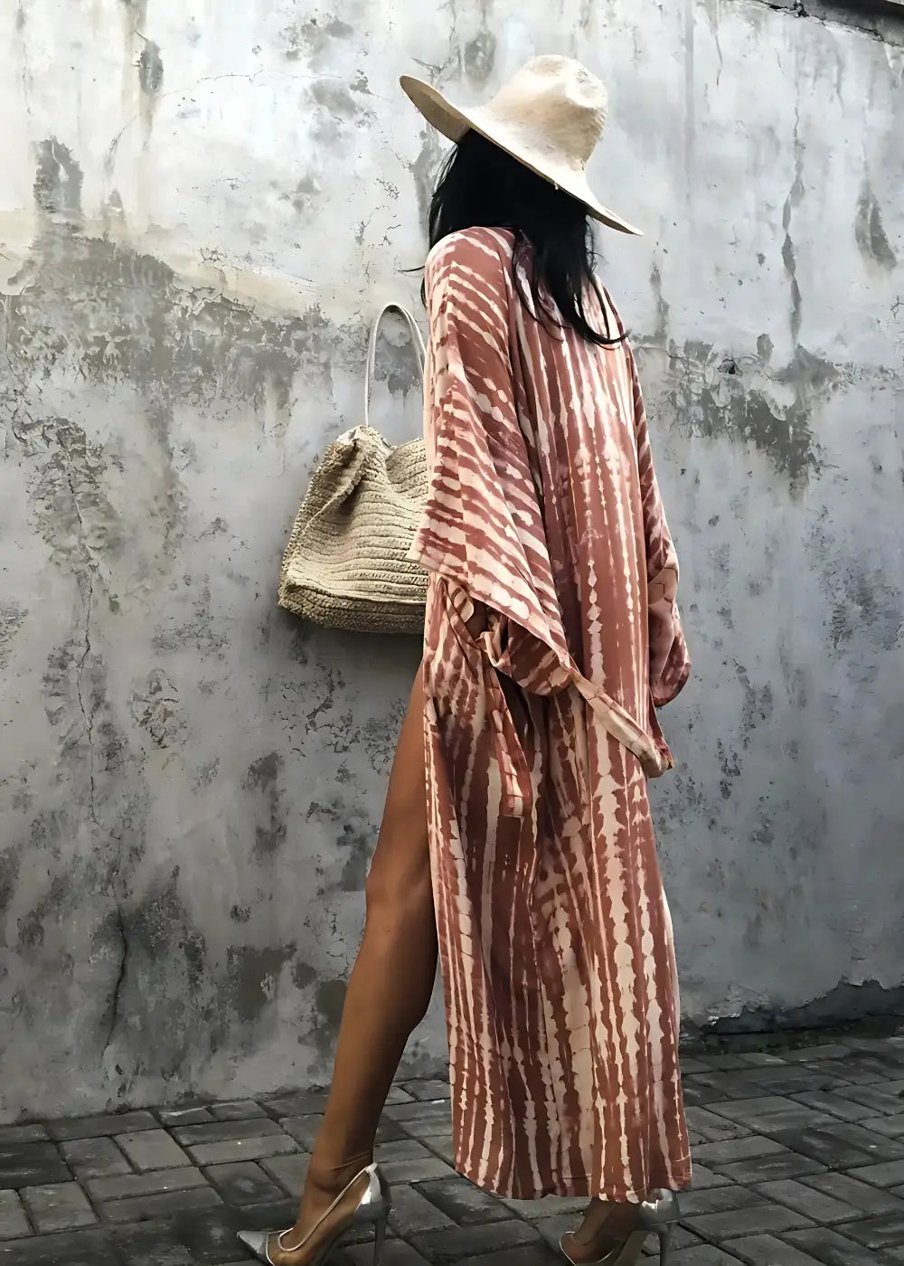 Kimono De Plage Imprimé Terracotta