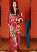 Kimono Femme Japonais en Satin Rouge