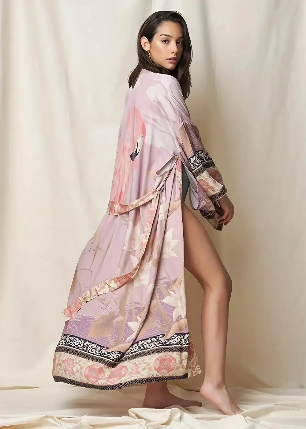 Kimono Femme Long Rose Poudré