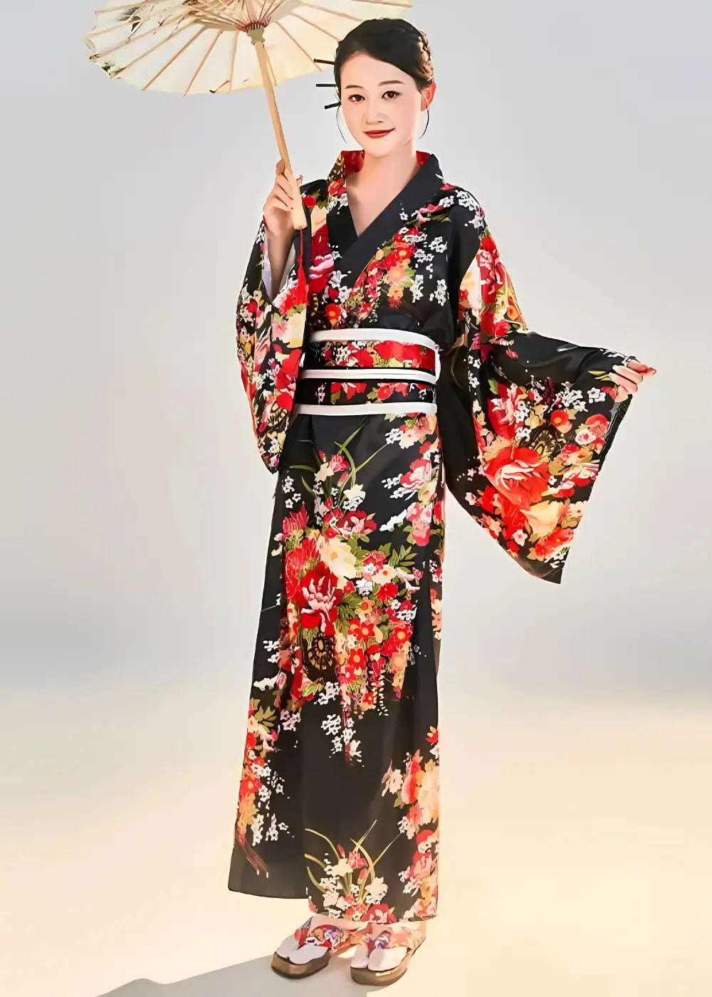 Kimono Japonais Femme Avec Imprimé Floral