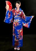 Kimono Japonais Femme Bleu et Rouge