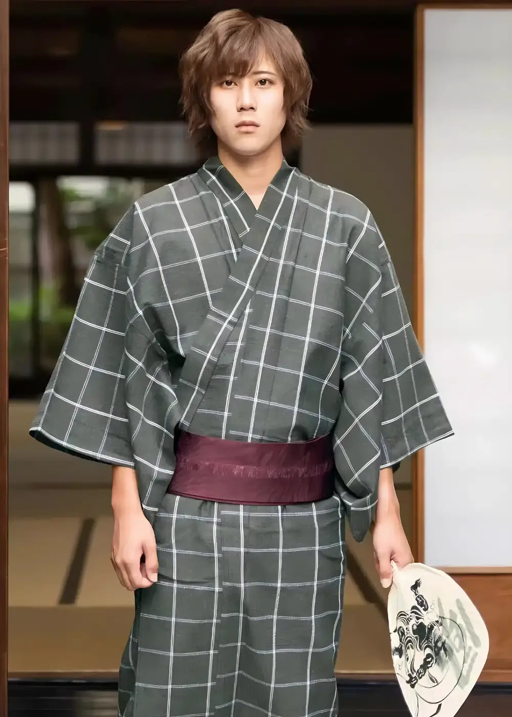 Kimono Japonais Homme à Carreaux