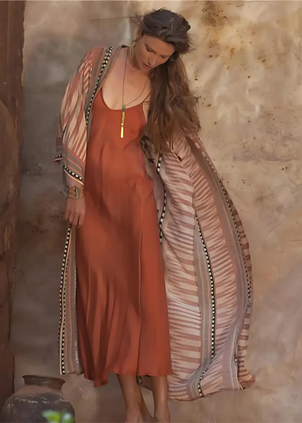 Kimono Long Bohème Beige