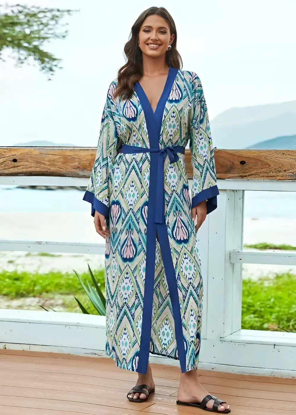 Kimono Long Bohème Bleu