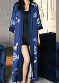 Kimono Long De Nuit Bleu Pour Femme