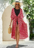 Kimono Long de Plage Rouge
