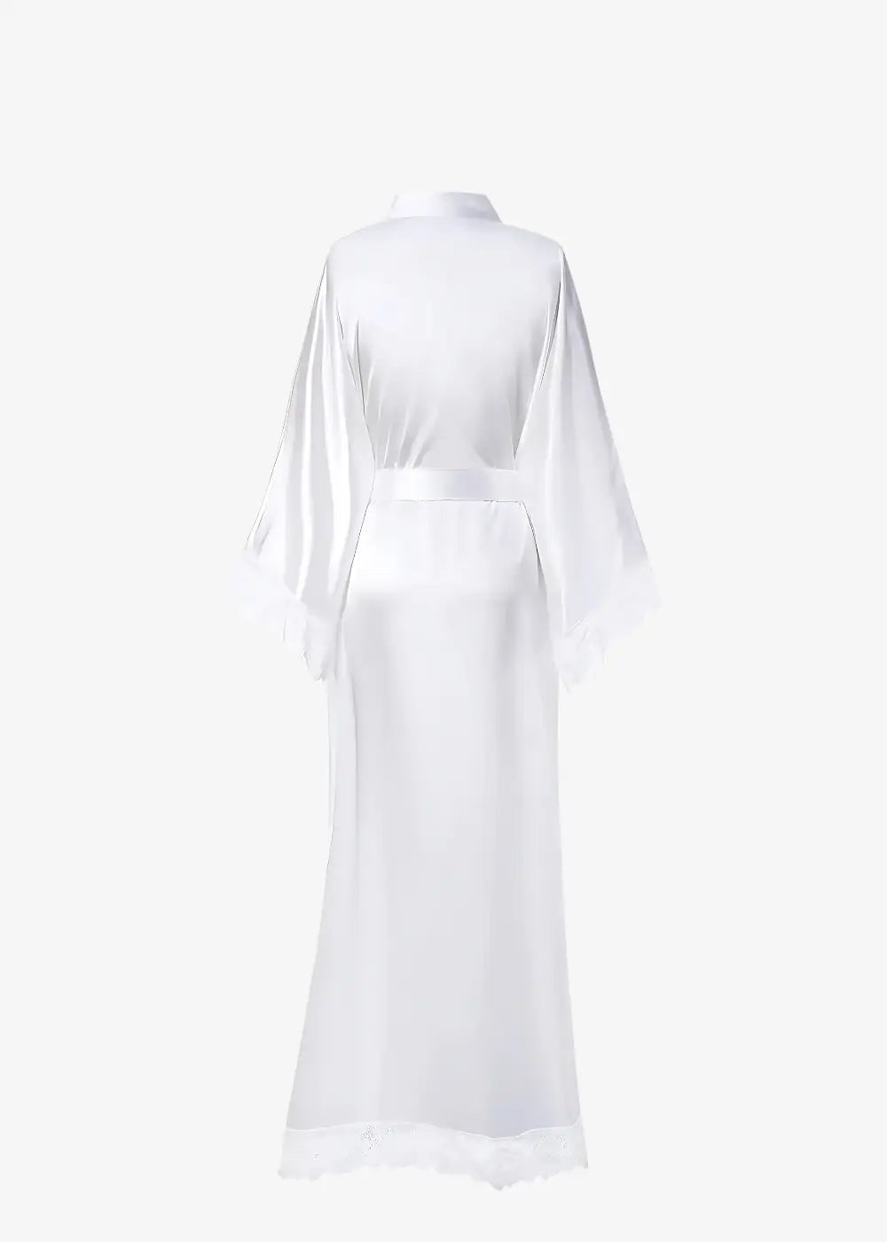 Kimono Long en Satin Blanc Uni Femme