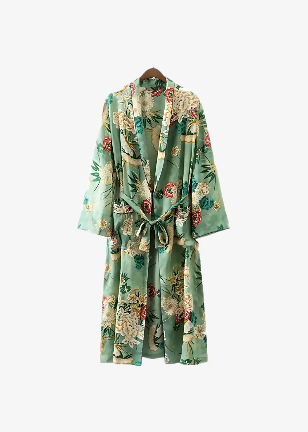 Kimono Long Femme Vert Floral