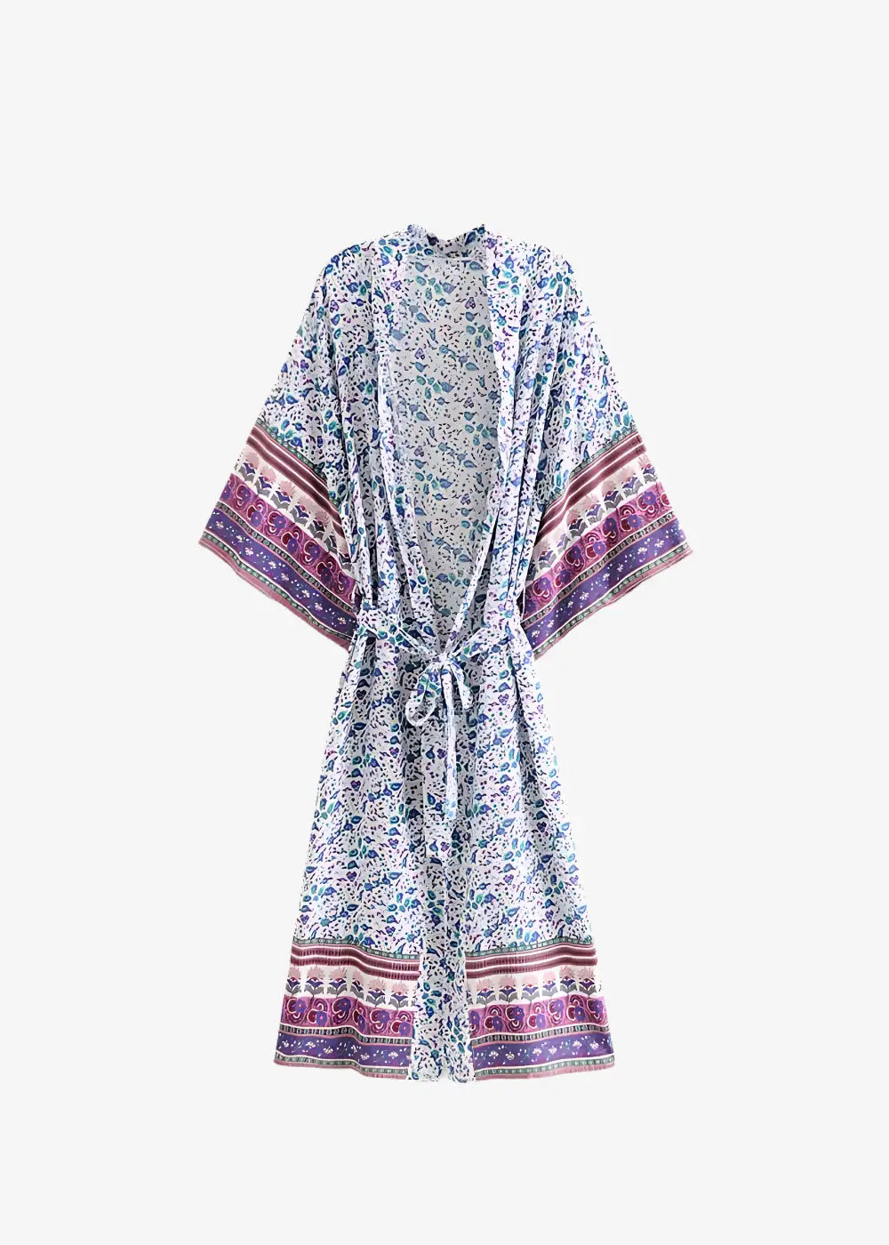 Kimono Long Femme Violet Floral