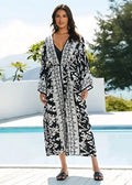 Kimono Long Ouvert Noir Et Blanc