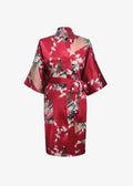 Kimono Satin Court Rouge Fleuri