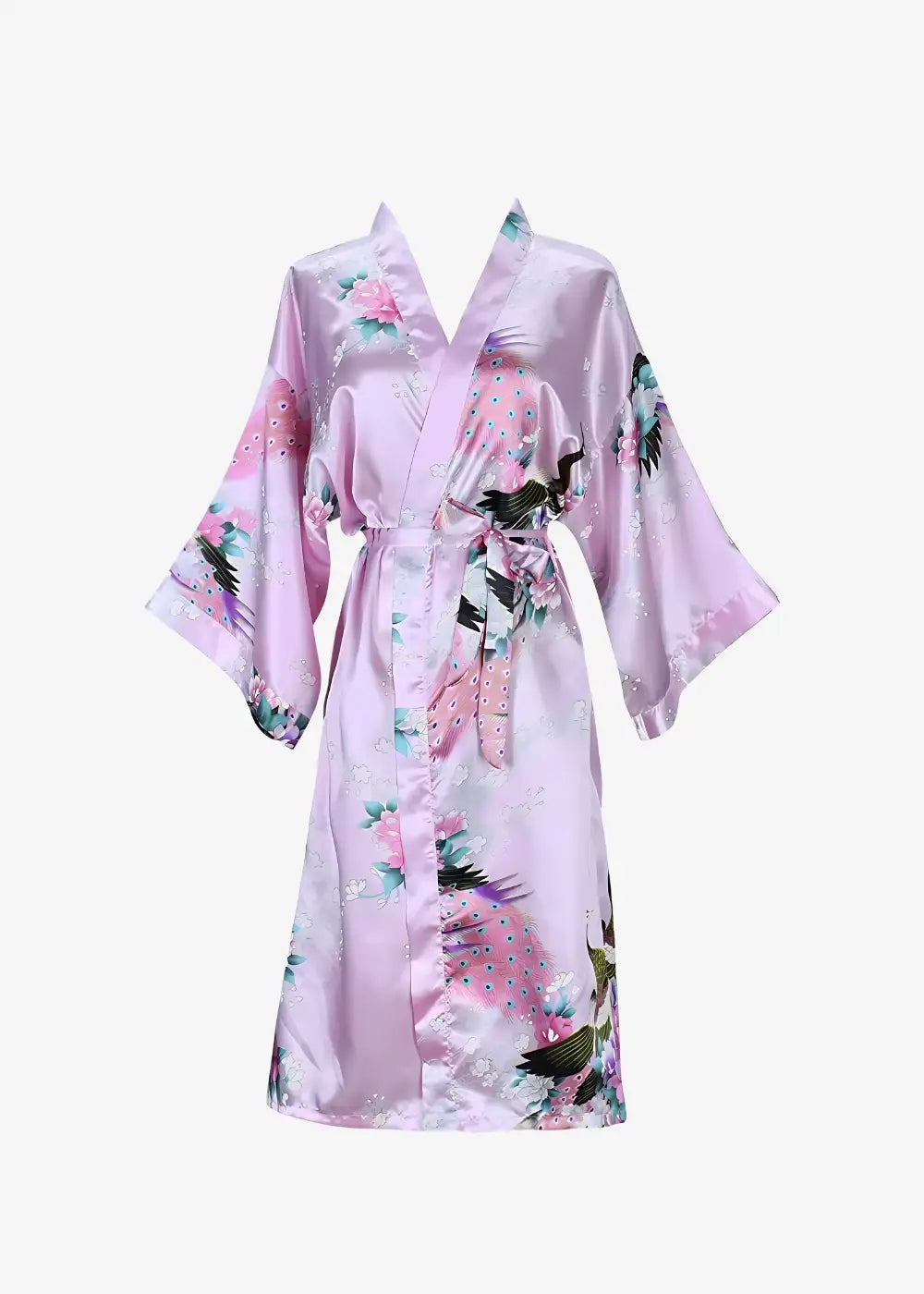 Kimono Satin Femme Rose Floral