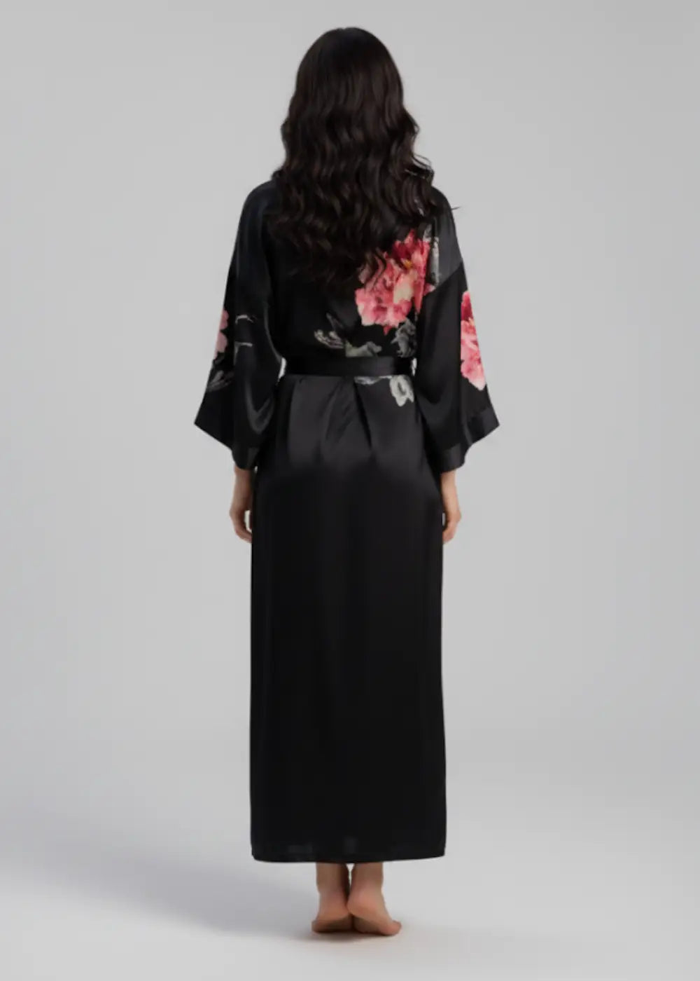 Kimono Veste De Nuit Noir Floral