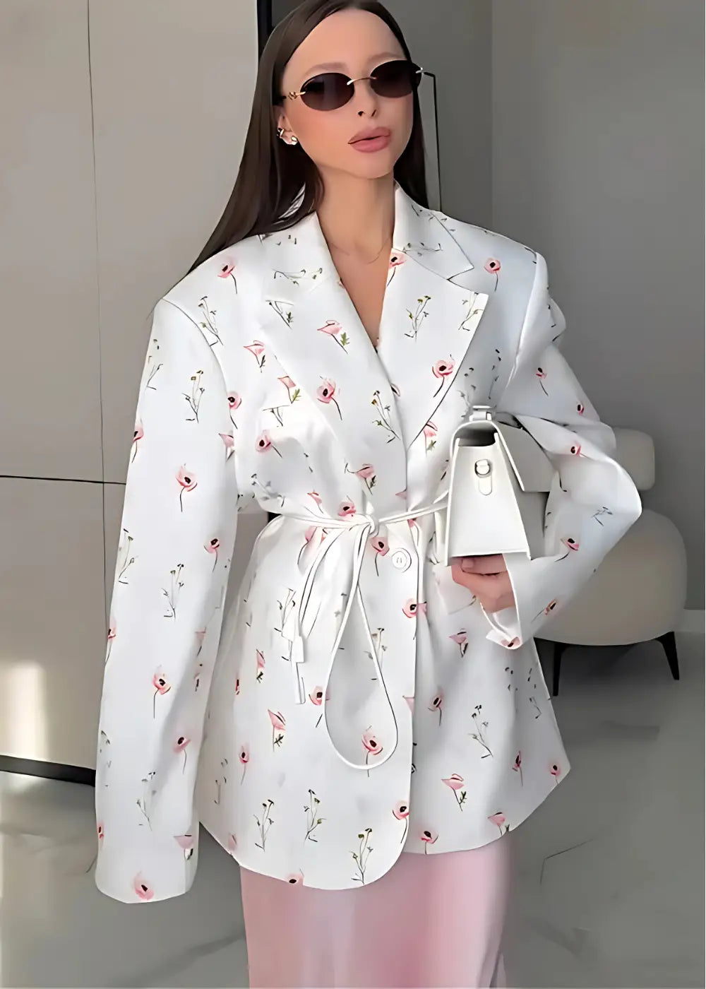 Manteau Kimono Court Floral Femme