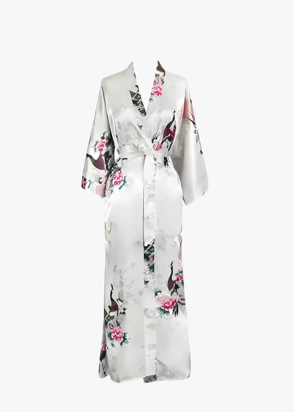 Peignoir Kimono Femme en Satin Blanc