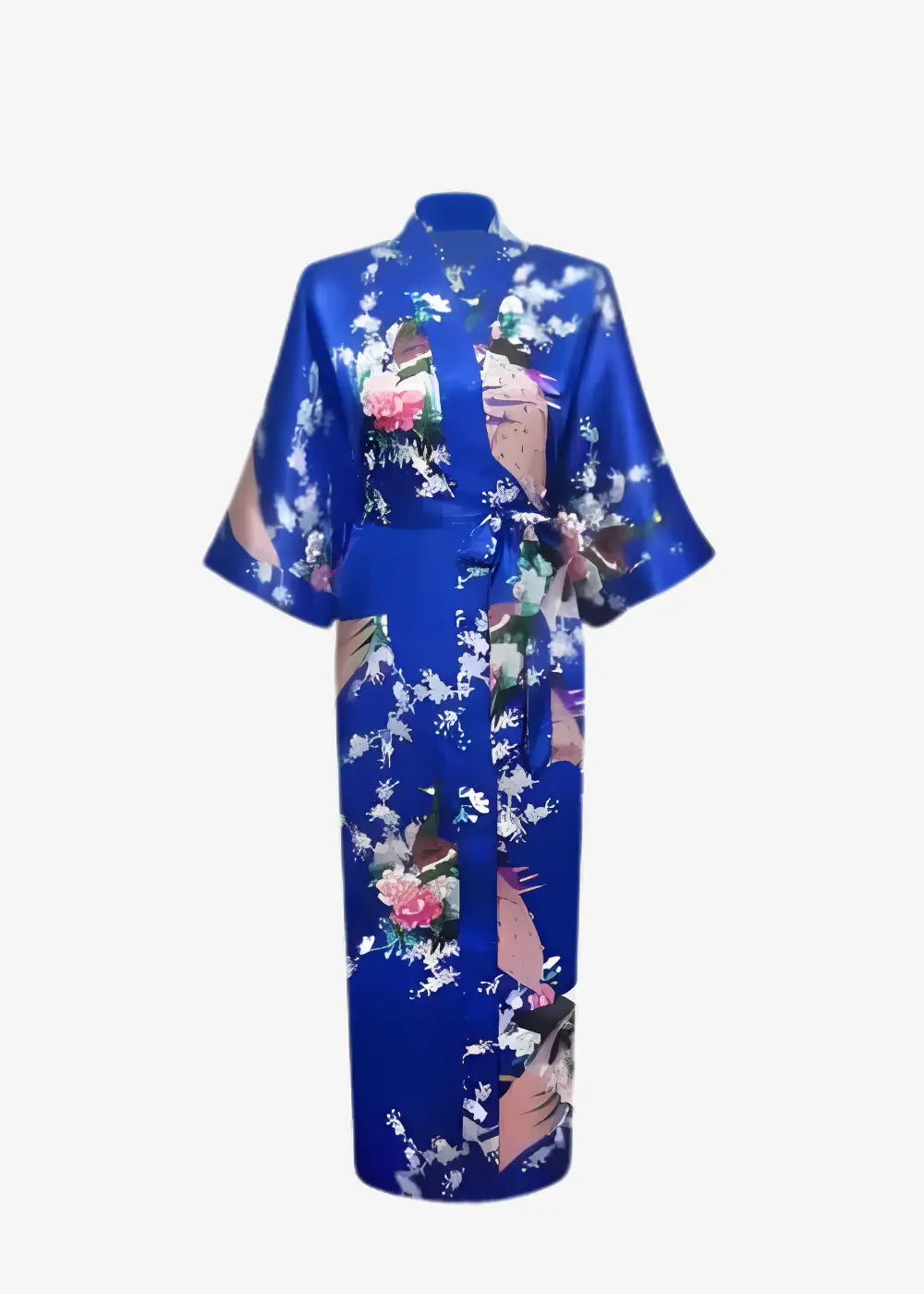 Peignoir Kimono Femme en Satin Bleu Foncé