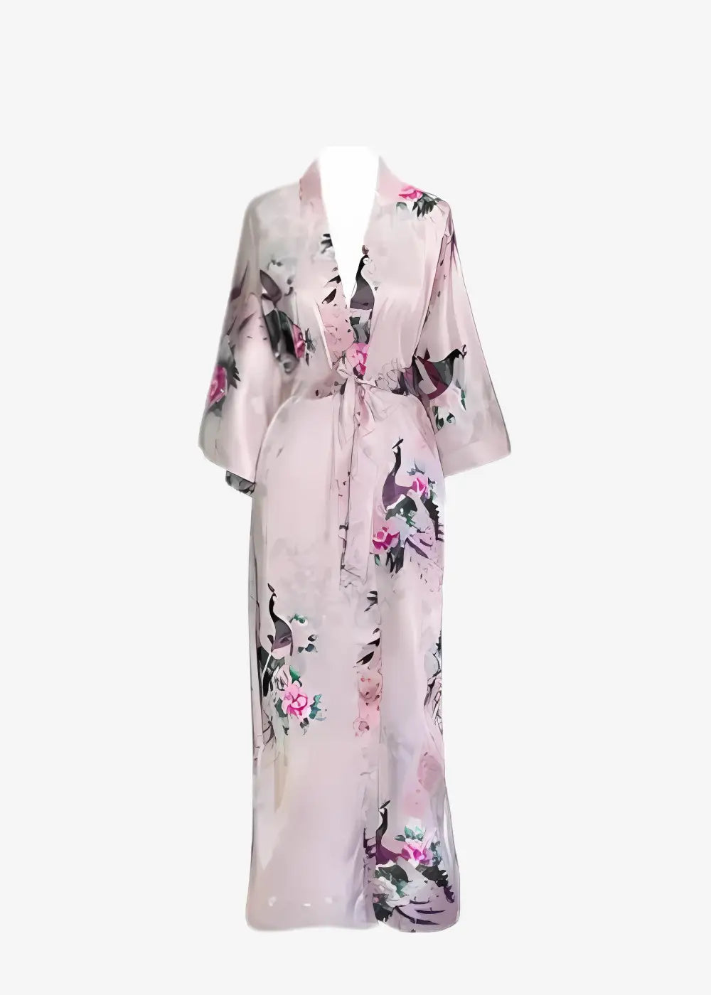 Peignoir Kimono Femme en Satin Rose