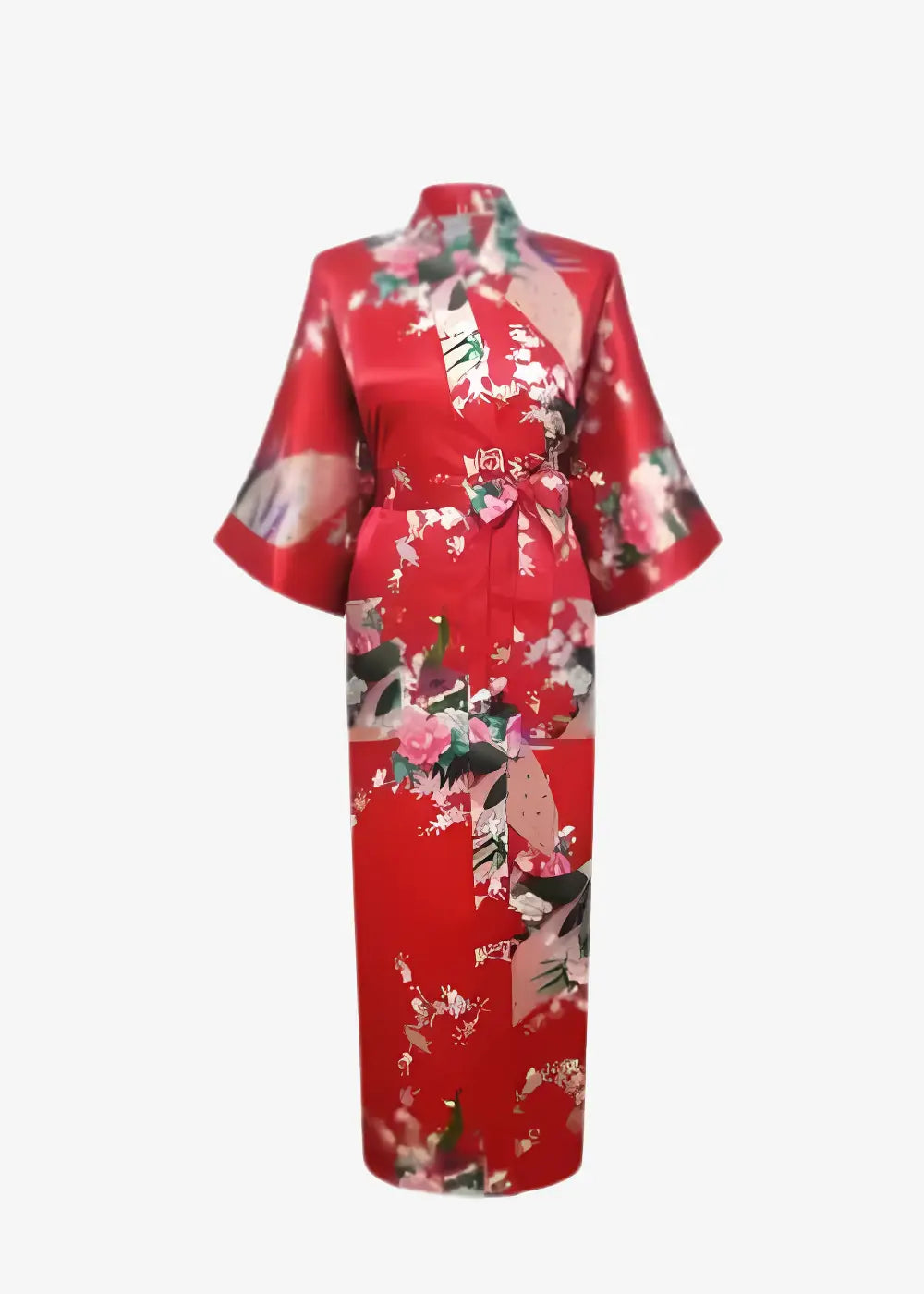 Peignoir Kimono Femme en Satin Rouge