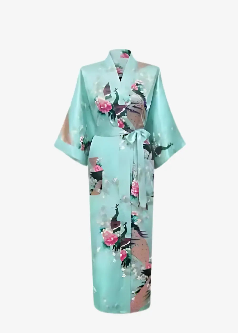 Peignoir Kimono Femme en Satin Vert Menthe