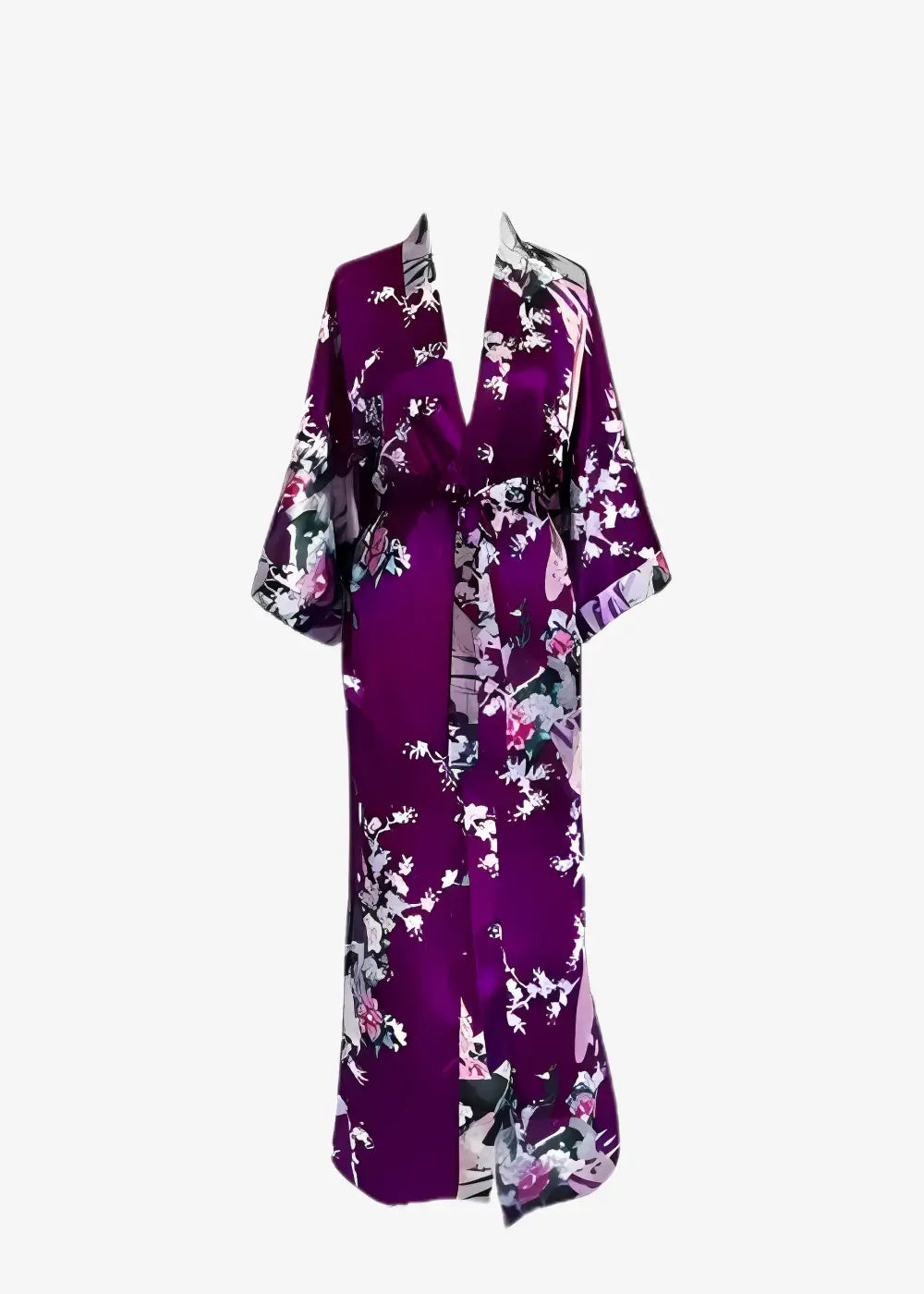 Peignoir Kimono Femme en Satin Violet