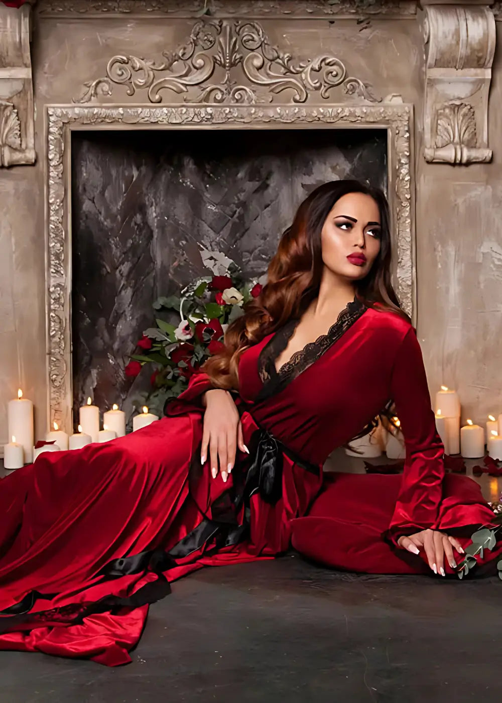 Peignoir Kimono Femme en Velours