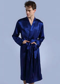Peignoir Kimono Homme en Satin Bleu
