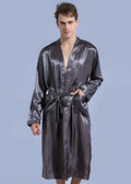 Peignoir Kimono Homme en Satin Gris