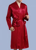 Peignoir Kimono Homme en Satin Rouge